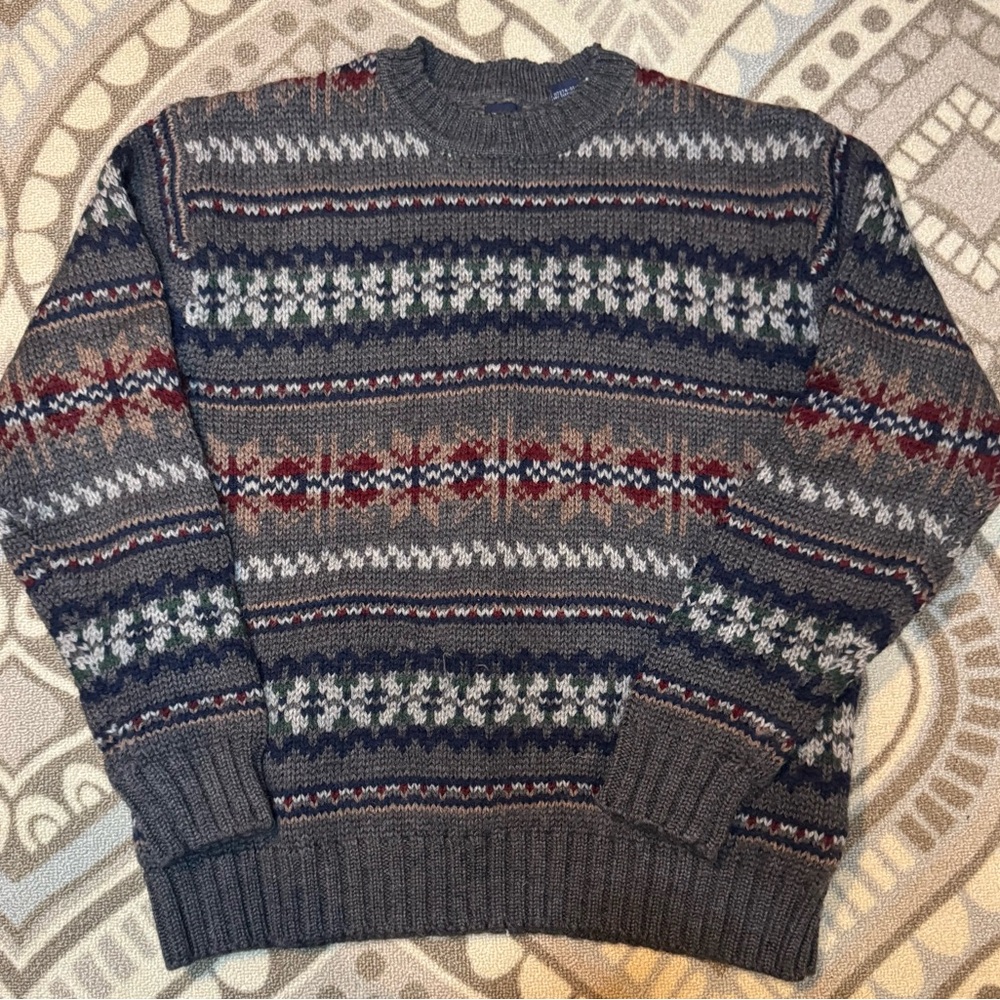 GAP chunky knit wool fair isle sweater from the 1990s.